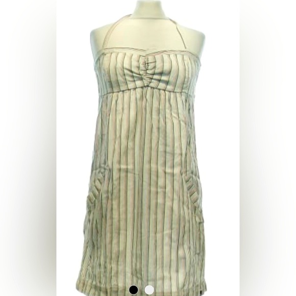 VOLCOM Cream Striped Mini Dress.  Size Medium - Picture 1 of 9